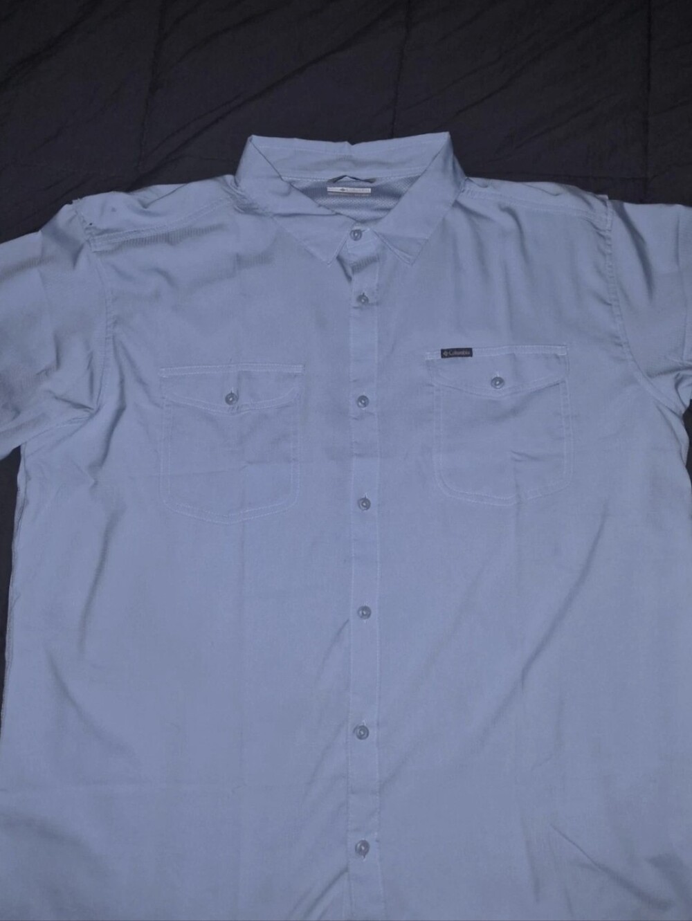 Columbia PFG Omni-shade Blue Short Sleeve Fishing Vented Shirt, Men 2XL, Button